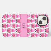 Roze Gnome-harten Monogram Bos Aardig iPhone Hoesje (Achterkant horizontaal)