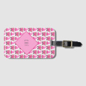 Roze Gnome-harten Monogram Bos Cute Bagagelabel (Voorkant (horizontaal))