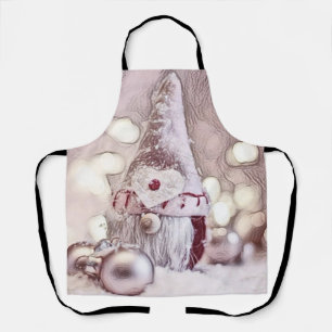Roze Gnome in de sneeuw waterverf schilderij Schort