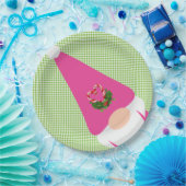 roze gnome kerst - groene schaakster leuk feestje papieren bordje (Feest)
