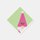 roze gnome kerst - groene schaakster leuk feestje servet (Hoek)