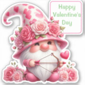 Roze Gnome Valentijn Cupido Contour Sticker (Voorkant)