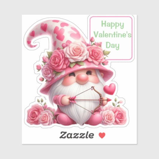 Roze Gnome Valentijn Cupido Contour Sticker (Vel)