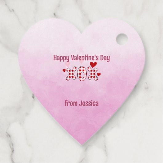 Roze Gnome Valentijn Paar Bedankjes Labels (Achterkant)