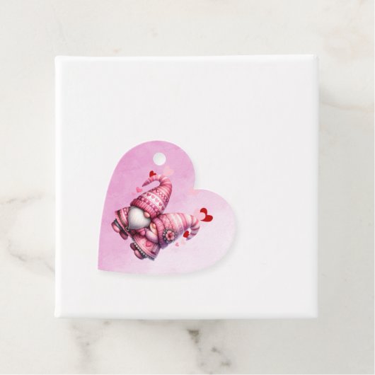 Roze Gnome Valentijn Paar Bedankjes Labels (In situ)