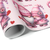 Roze Gnome Valentijn Paar Cadeaupapier (Rol Hoek)