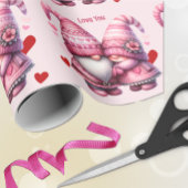 Roze Gnome Valentijn Paar Cadeaupapier