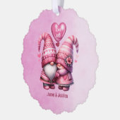 Roze Gnome Valentijn Paar Flat Ornament Kaart (Links)