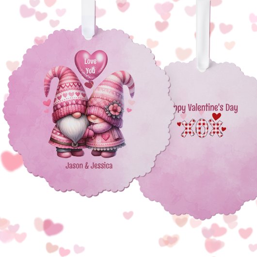 Roze Gnome Valentijn Paar Flat Ornament Kaart
