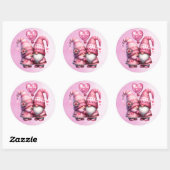 Roze Gnome Valentijn Paar Ronde Sticker (Vel)