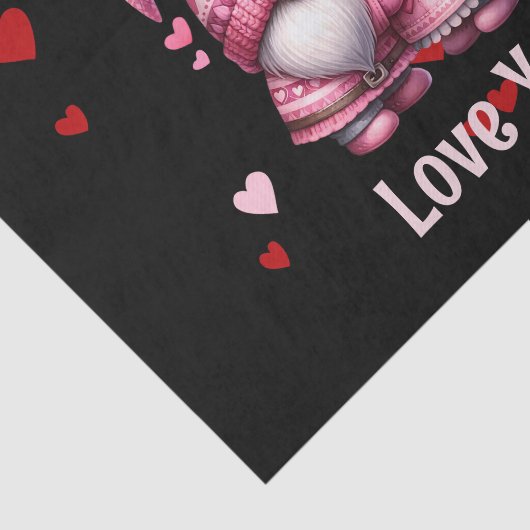 Roze Gnome Valentijn Paar Tissuepapier (Detail)