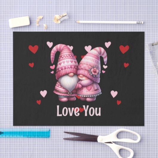 Roze Gnome Valentijn Paar Tissuepapier (Craft)