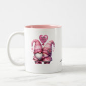Roze Gnome Valentijn Paar Tweekleurige Koffiemok (Links)