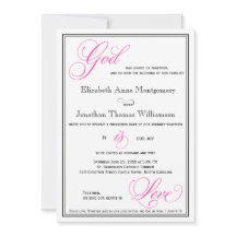 Roze God is Love Christelijk Wedding Invitations