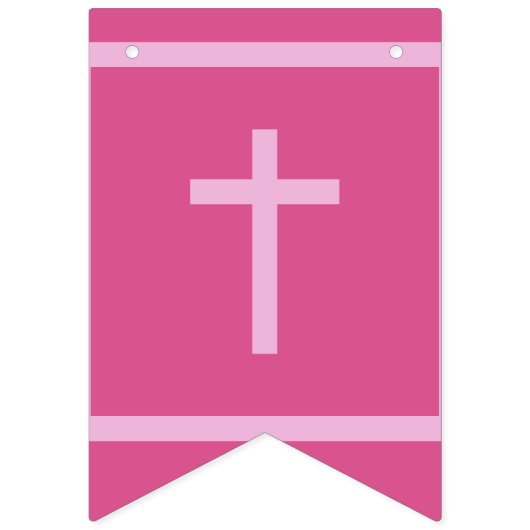 Roze God zegene 4 letters Naam doopsel Communie Vlaggetjes (Eerste vlag)