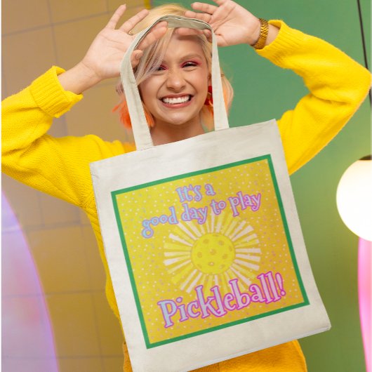 Roze Goede dag om Pickleball te spelen Tote Bag