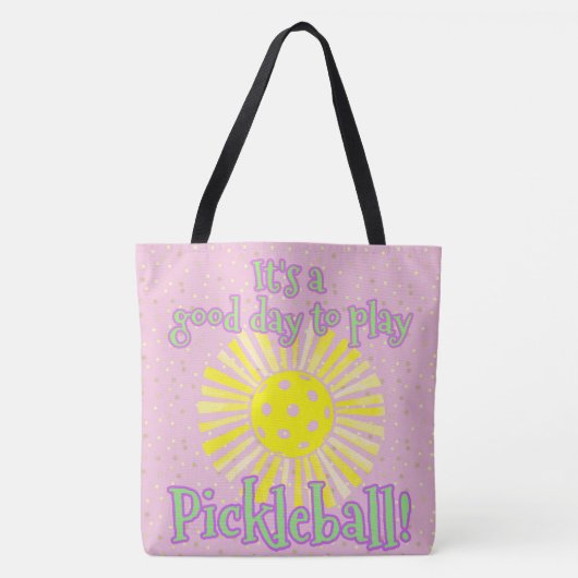 Roze Goede dag om Pickleball te spelen Tote Bag (Voorkant)