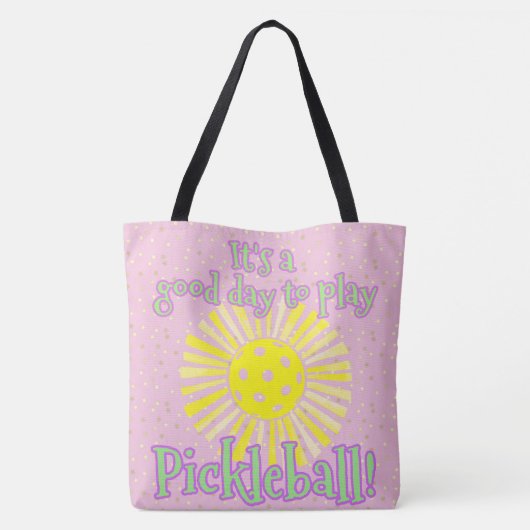 Roze Goede dag om Pickleball te spelen Tote Bag (Achterkant)