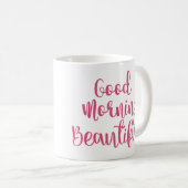 Roze Goede Goedemorgen mooie koffie-Mok Koffiemok (Voorkant rechts)