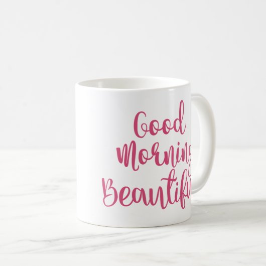 Roze Goede Goedemorgen mooie koffie-Mok Koffiemok (Voorkant rechts)