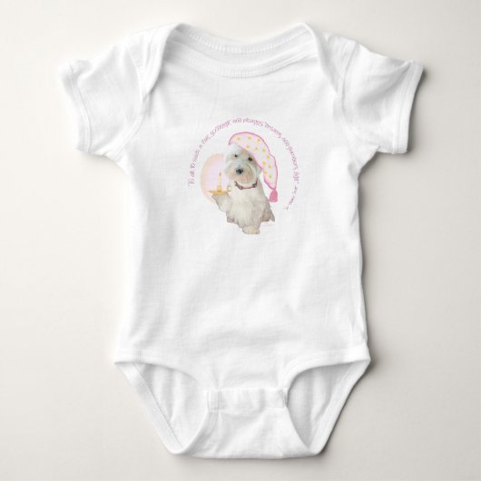 Roze Goedenacht Westie met Kaars Romper (Voorkant)