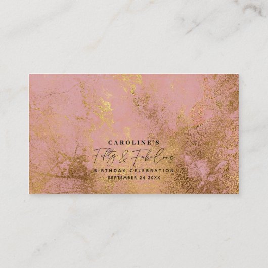 Roze & Gold 50e verjaardag - Details Informatiekaartje (Achterkant)