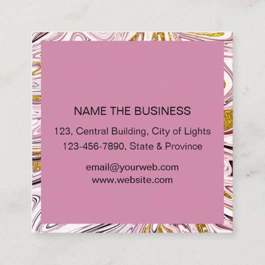 Roze Gold Abstract artistiek meisje Vierkante Visitekaartje (Achterkant)