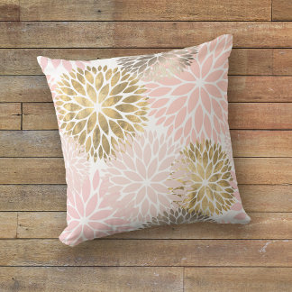 Roze Gold Abstract Dahlia Pattern Sierkussen