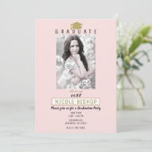 Roze Gold Afstuderen Foto Modern Graduation Party Kaart (Staand voorkant)
