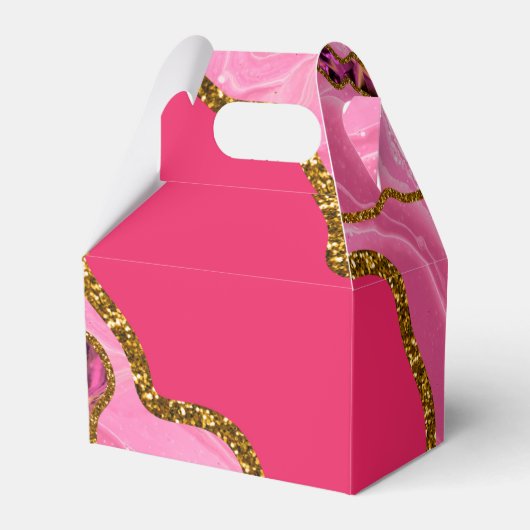 Roze & Gold Agate Geode Glitter Hartelijk dank Bedankdoosjes (Achterkant)