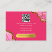 Roze Gold Agate Geode Glitter Monogram QR Code Visitekaartje (Achterkant)