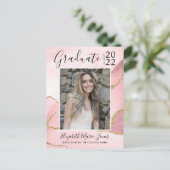 Roze Gold Agate Glitter Afstuderen Foto Afstuderen Briefkaart (Staand voorkant)
