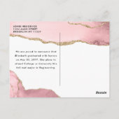 Roze Gold Agate Glitter Afstuderen Foto Afstuderen Briefkaart (Achterkant)