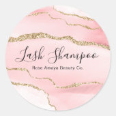 Roze Gold Agate Lash Extension Shampoo Cleanser Ronde Sticker (Voorkant)