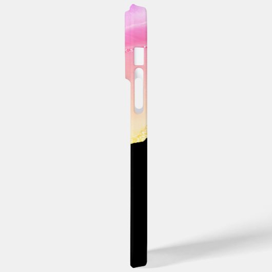 Roze & Gold Agate Name & Monogram Black & Gold Box Case-Mate iPhone Case (Achterkant / Links)