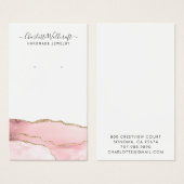 Roze Gold Agate Script Earning Display Card-kaart Visitekaartje (Voorkant /achterkant)