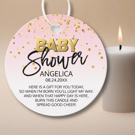 Roze Gold Baby shower Candle Votive Favor Bedankjes Labels