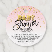 Roze Gold Baby shower Candle Votive Favor Bedankjes Labels (Voorkant)