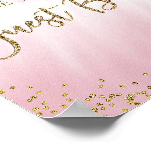 Roze Gold Baby shower Guest Book Table Sign Poster (Hoek)