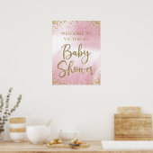 Roze Gold Baby shower Welkomstteken Poster (Keuken)