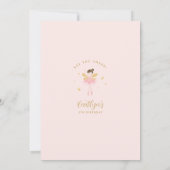 Roze & Gold Ballerina Fairy Birthday Uitnodiging (Achterkant)