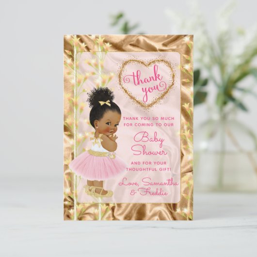 Roze & Gold Bedankt voor je etnische Baby shower Kaart (Staand voorkant)