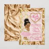 Roze & Gold Bedankt voor je etnische Baby shower Kaart (Voorkant / Achterkant)
