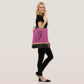 Roze Gold Black Glitter Name Monogram op maat Tote Bag (Op model)