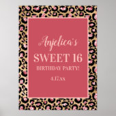 Roze Gold Black Leopard Print Girl's Sweet 16 (Voorkant)