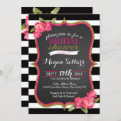 Roze Gold Black White Bridal Shower Invitation Kaart (Voorkant / Achterkant)