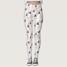 Roze Gold Black witte marmer Geometric Yoga Leggings