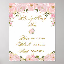 Roze Gold Bloody Mary Bar Wedding Shower Decor Poster