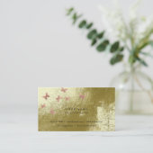 Roze Gold Blush Cooper Mint Green Metallic Visitekaartje (Staand voorkant)