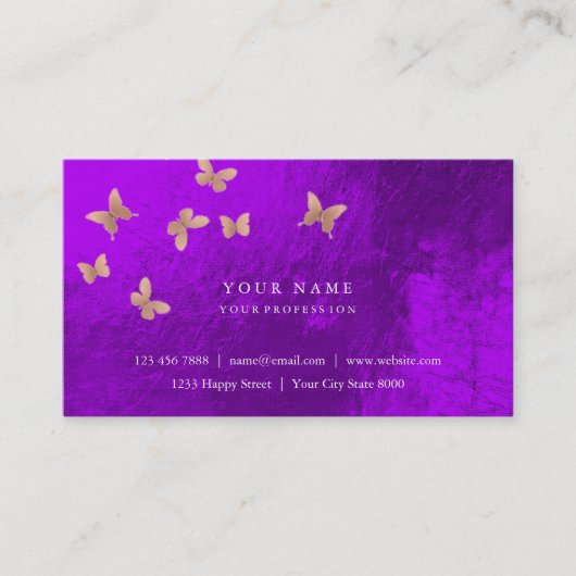 Roze Gold Blush Cooper Paars Amethyst Metallic Visitekaartje (Voorkant)